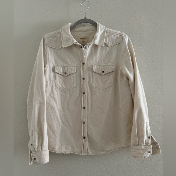 Sezane Servanne button down shirt, mottled ecru, size 8/40 - Picture 2 of 4